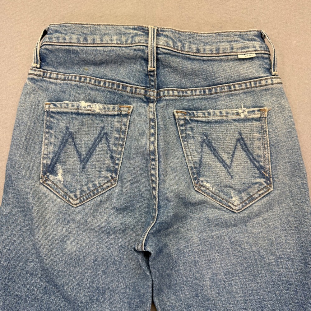 MOTHER The Tripper High Rise‎ Straight Leg Distressed Jeans Blue Size 24 READ